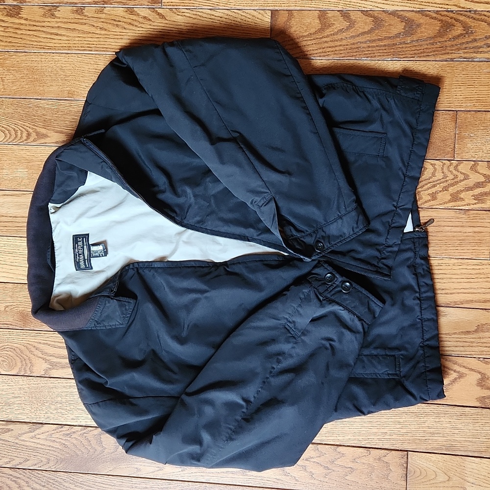 Banana Republic Original Classics Black Bomber Jacket Large Mens Full Zip